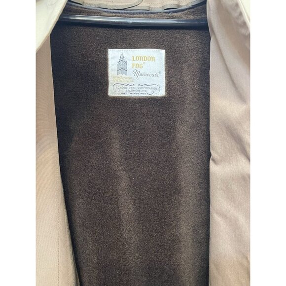 London Fog Men's Trench Coat Pea coat Zip Out Lining Size 42 Reg Tan VTG - Picture 9 of 16